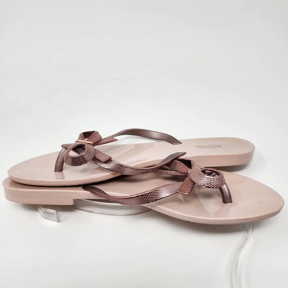 Melissa Harmonic Chrome II Flip Flop Metallic Pink Rose Bow, Jelly Sole US 9 EUC - Picture 6 of 10
